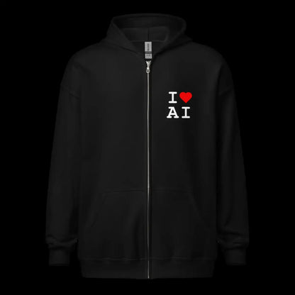 I Heart AI Front and Back Zip Hoodie (unisex)