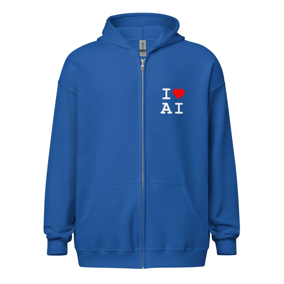 I Heart AI Front and Back Zip Hoodie (unisex) - Royal / M