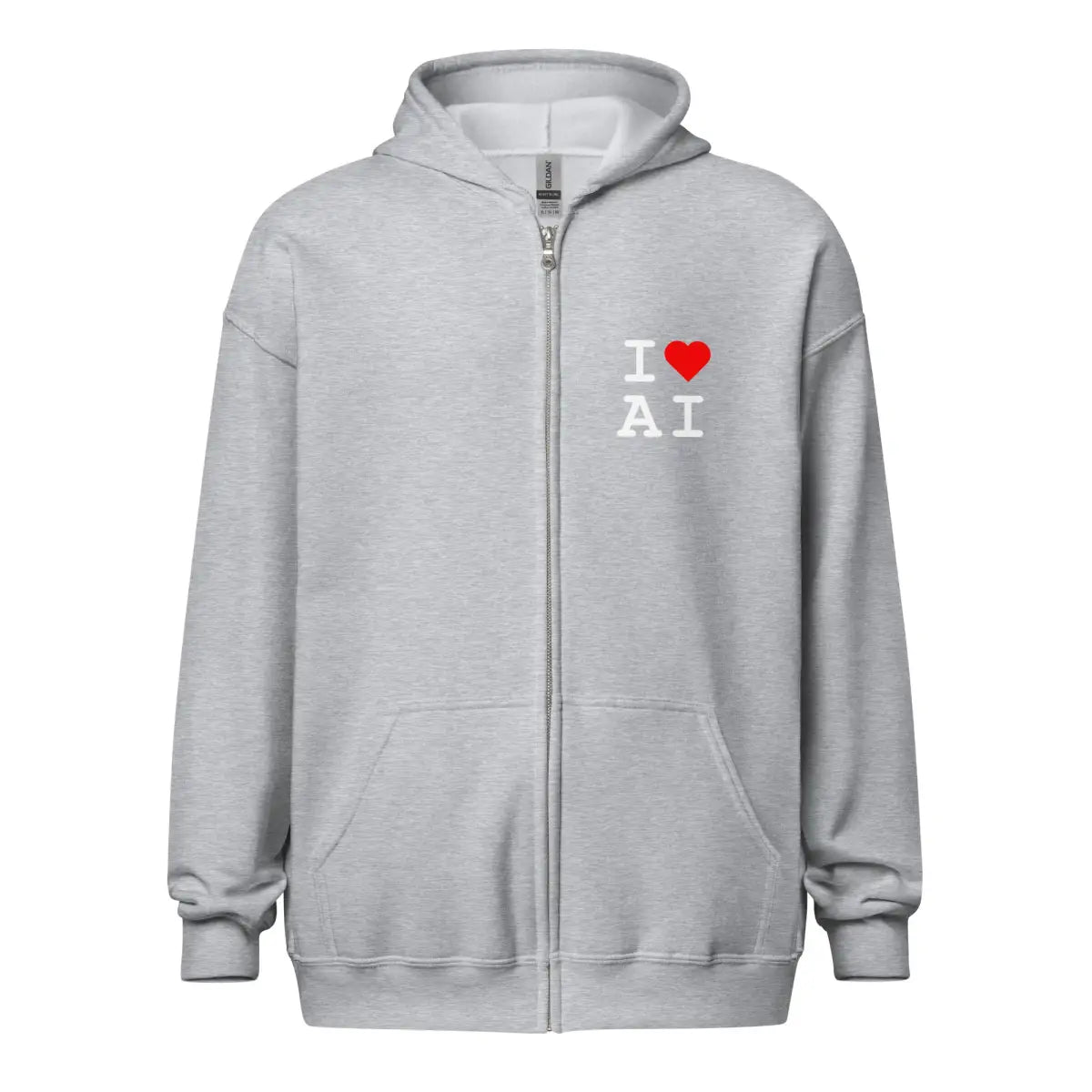 I Heart AI Front and Back Zip Hoodie (unisex) - Sport Grey / M