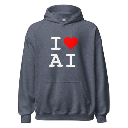 I Heart AI Hoodie 1 (unisex) - Heather Sport Dark Navy - AI Store