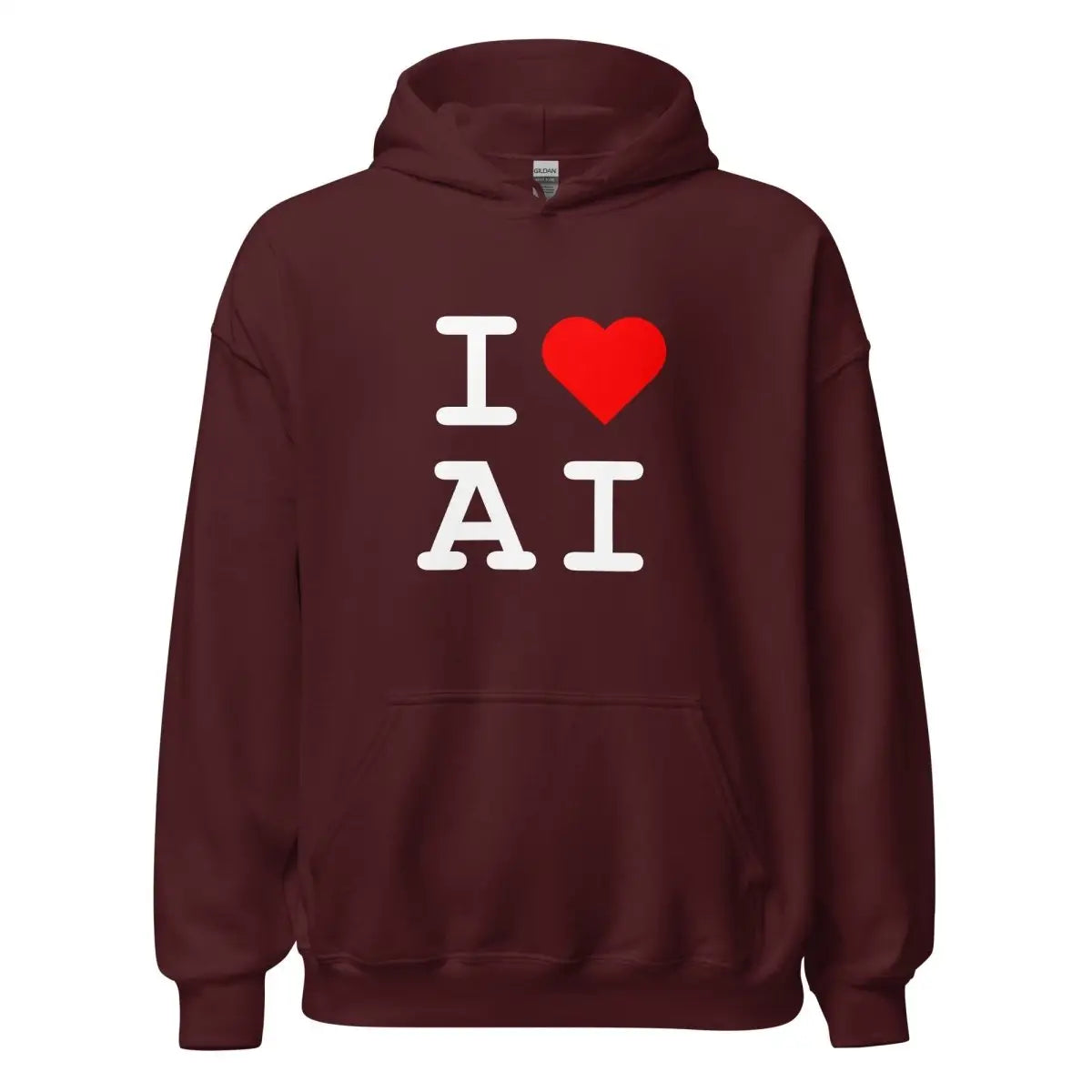 I Heart AI Hoodie 1 (unisex) - Maroon / M