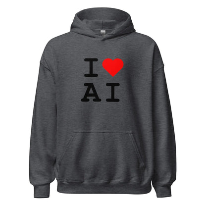 I Heart AI Hoodie 2 (unisex) - Dark Heather / M