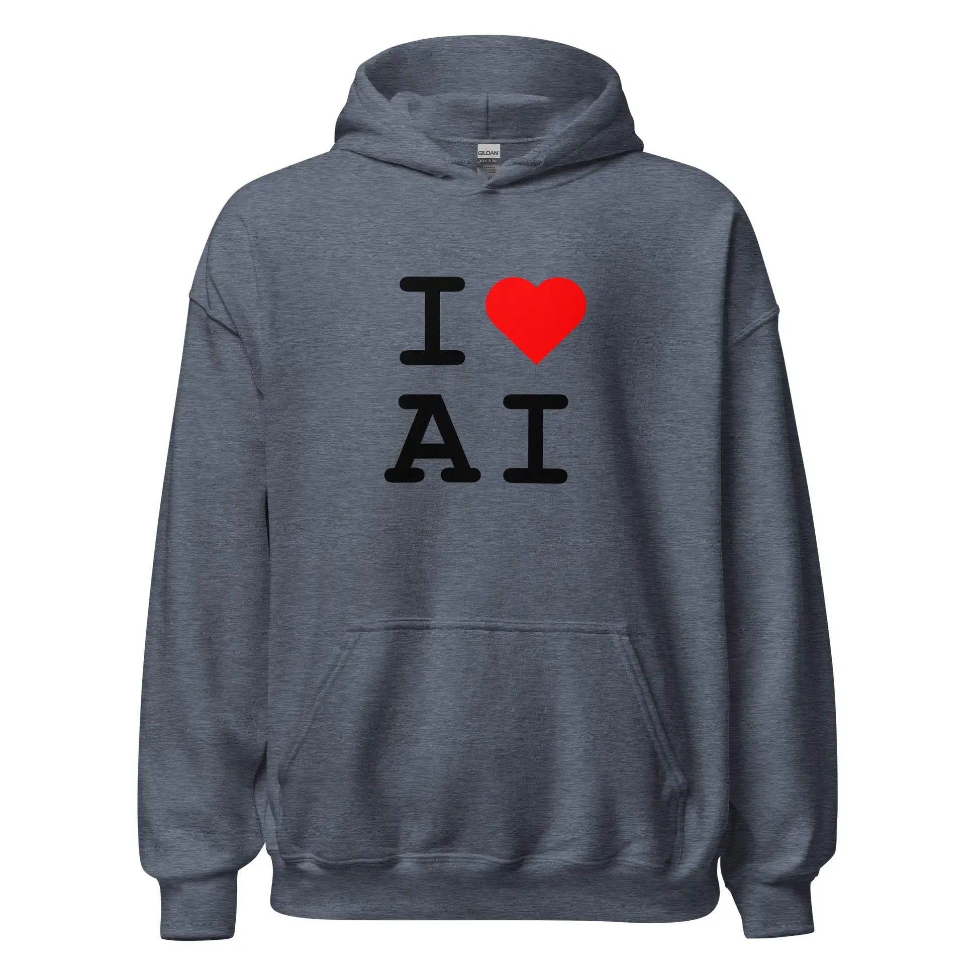 I Heart AI Hoodie 2 (unisex) - Heather Sport Dark Navy / M