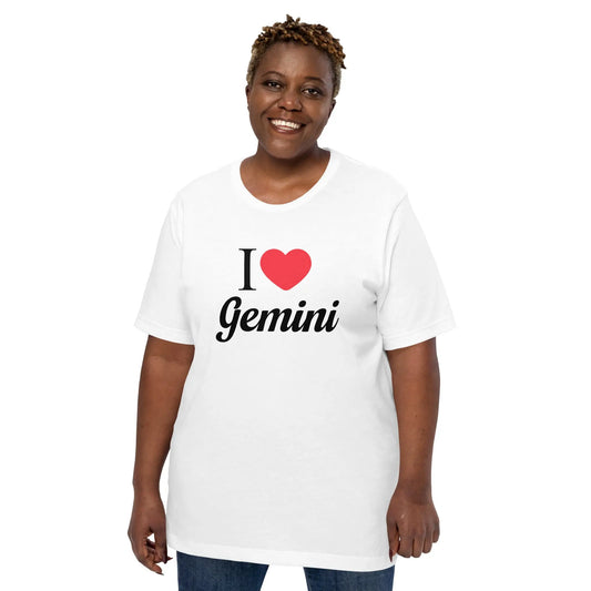 The i Heart Gemini T-shirt (unisex).