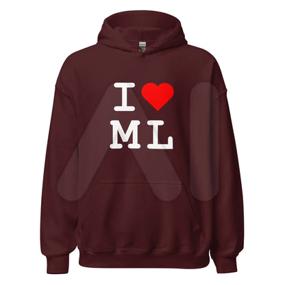 I Heart ML Hoodie (unisex) - Maroon / M