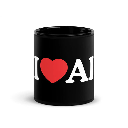 The i Love Ai Black Glossy Mug 11 Oz.