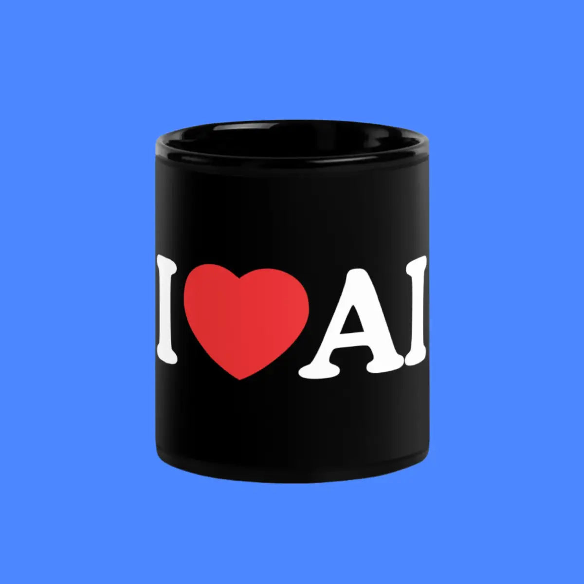 I Love AI Black Glossy Mug