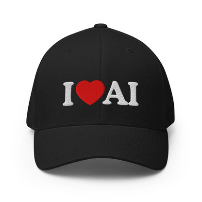 I Love AI Closed-Back Baseball Cap - Black / S/M