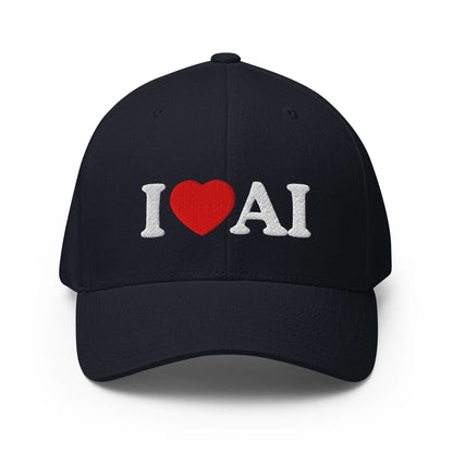 I Love AI Closed-Back Baseball Cap - Dark Navy / S/M