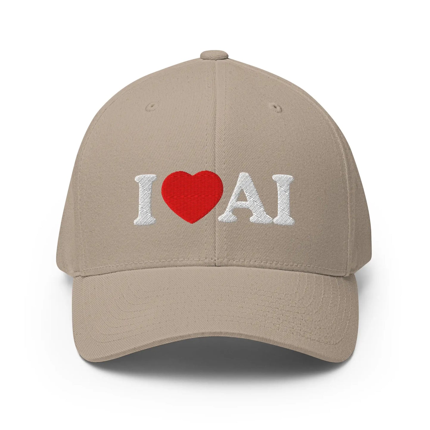 I Love AI Closed-Back Baseball Cap - Khaki / S/M