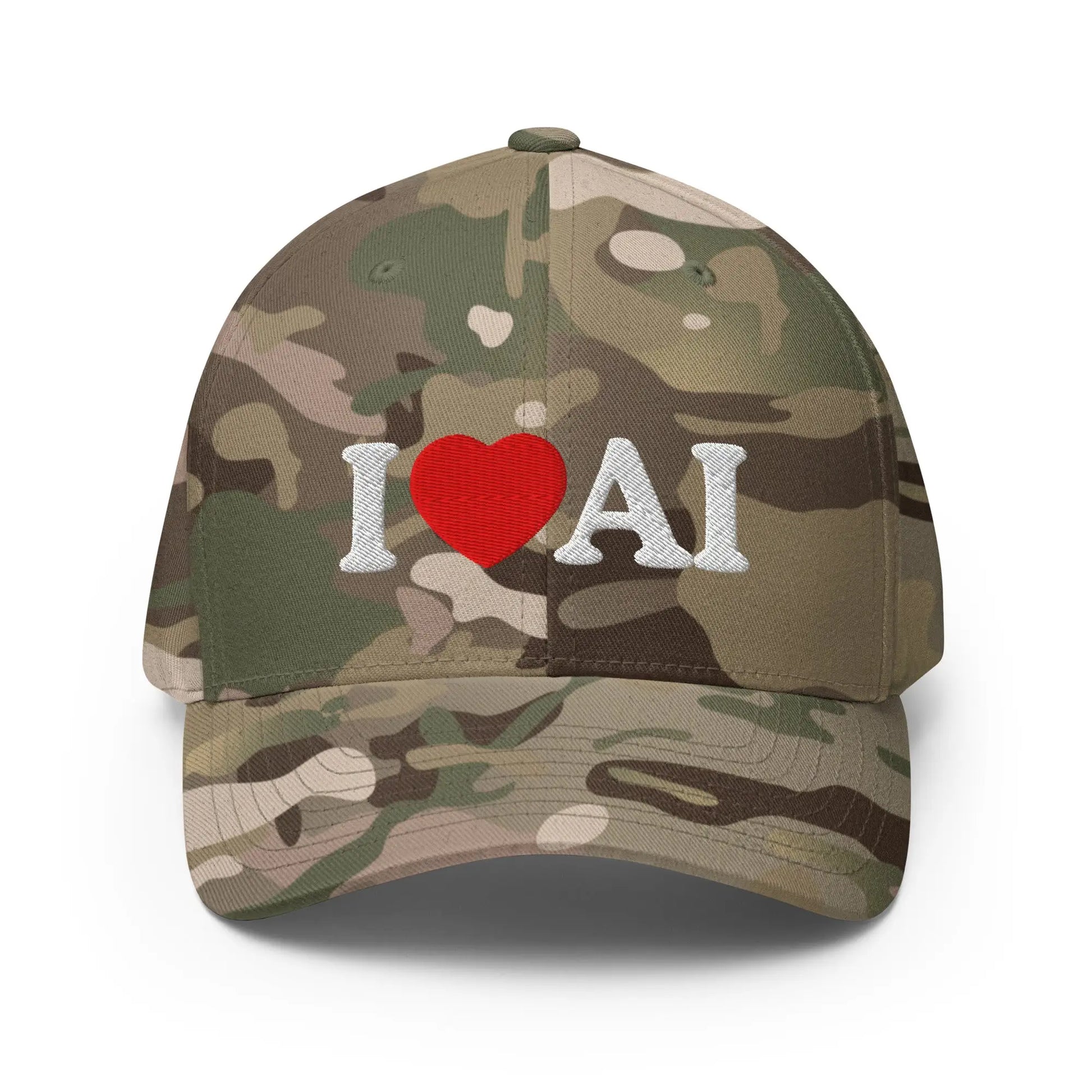 I Love AI Closed-Back Baseball Cap - Multicam Green / S/M