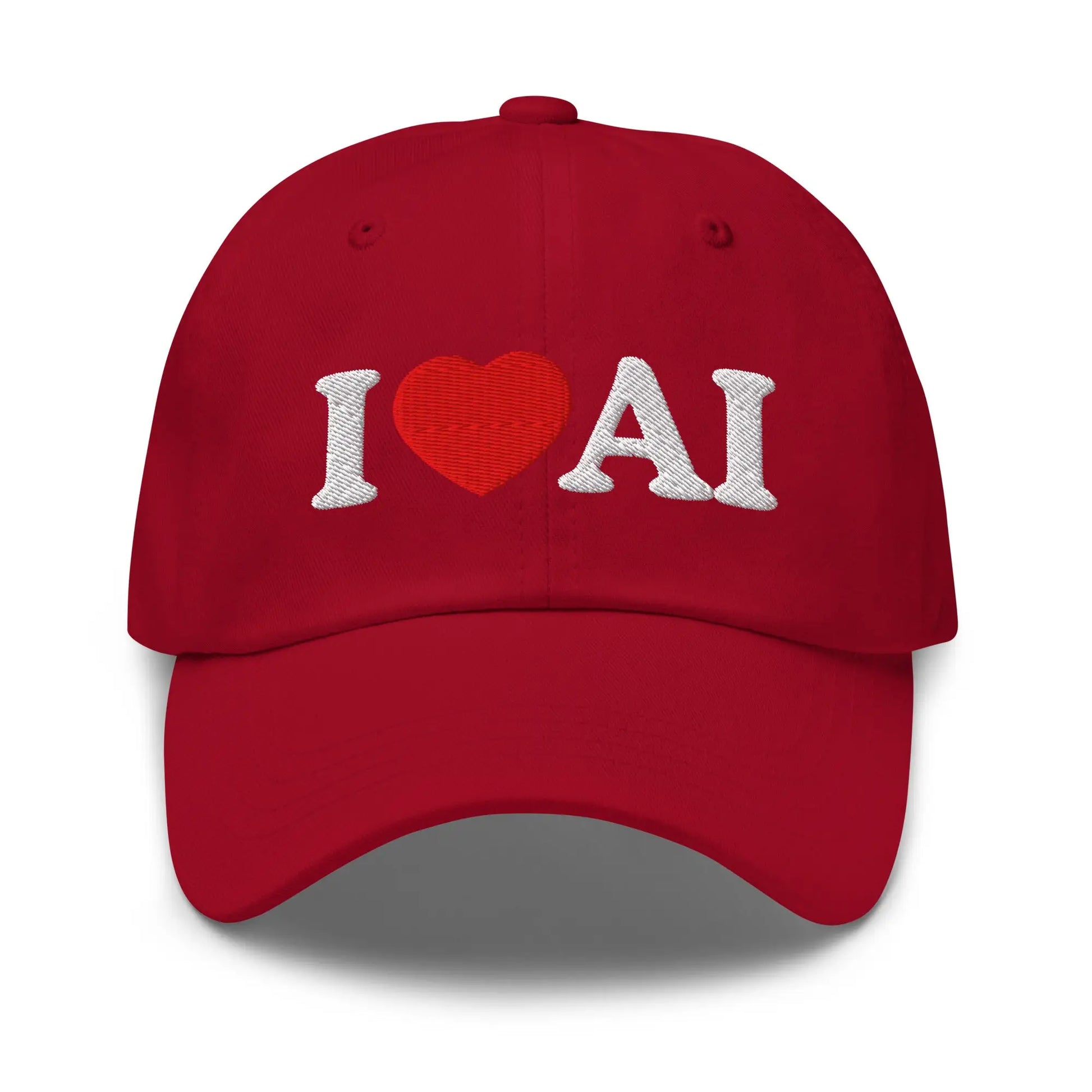 I Love AI Embroidered Cap - Cranberry