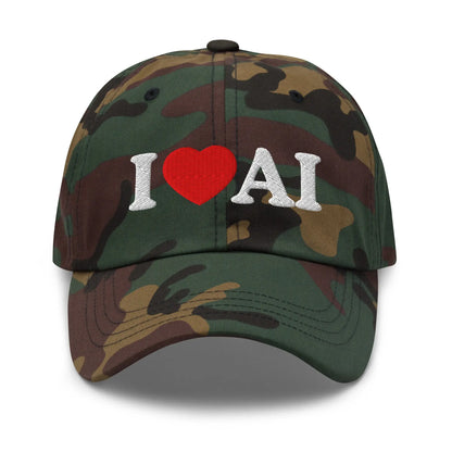 I Love AI Embroidered Cap - Green Camo