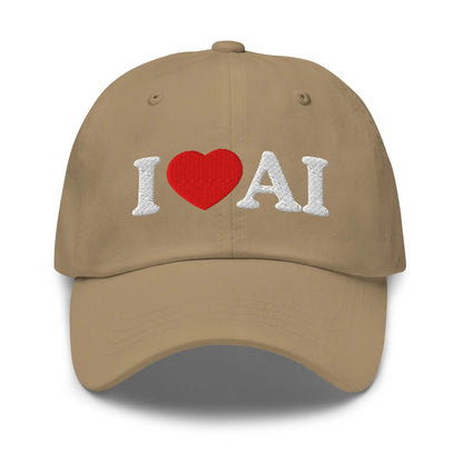 I Love AI Embroidered Cap - Khaki