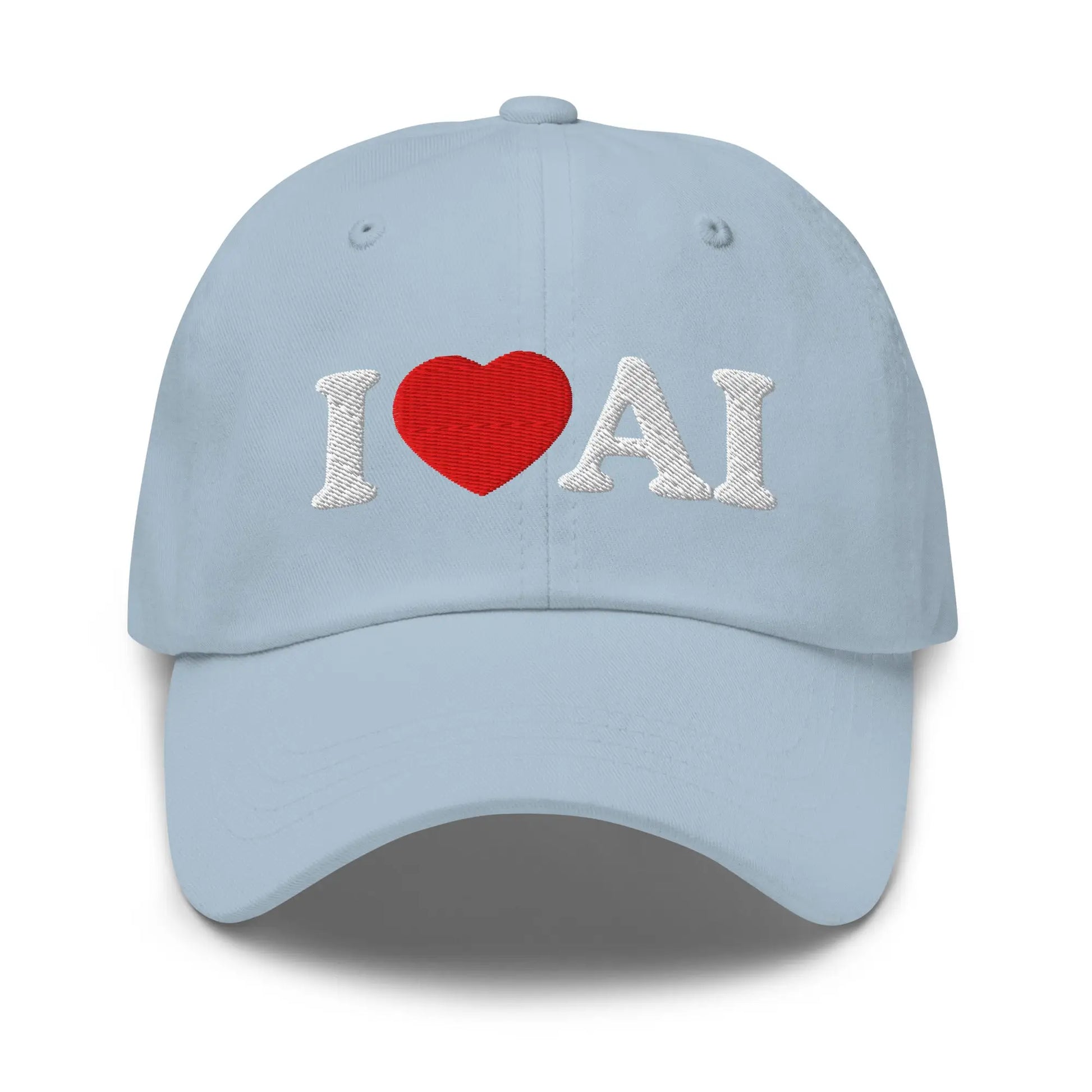 I Love AI Embroidered Cap - Light Blue