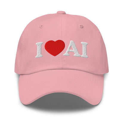 I Love AI Embroidered Cap - Pink