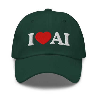 I Love AI Embroidered Cap - Spruce