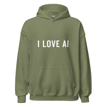 I LOVE AI Hoodie 2 (unisex) - Military Green / M