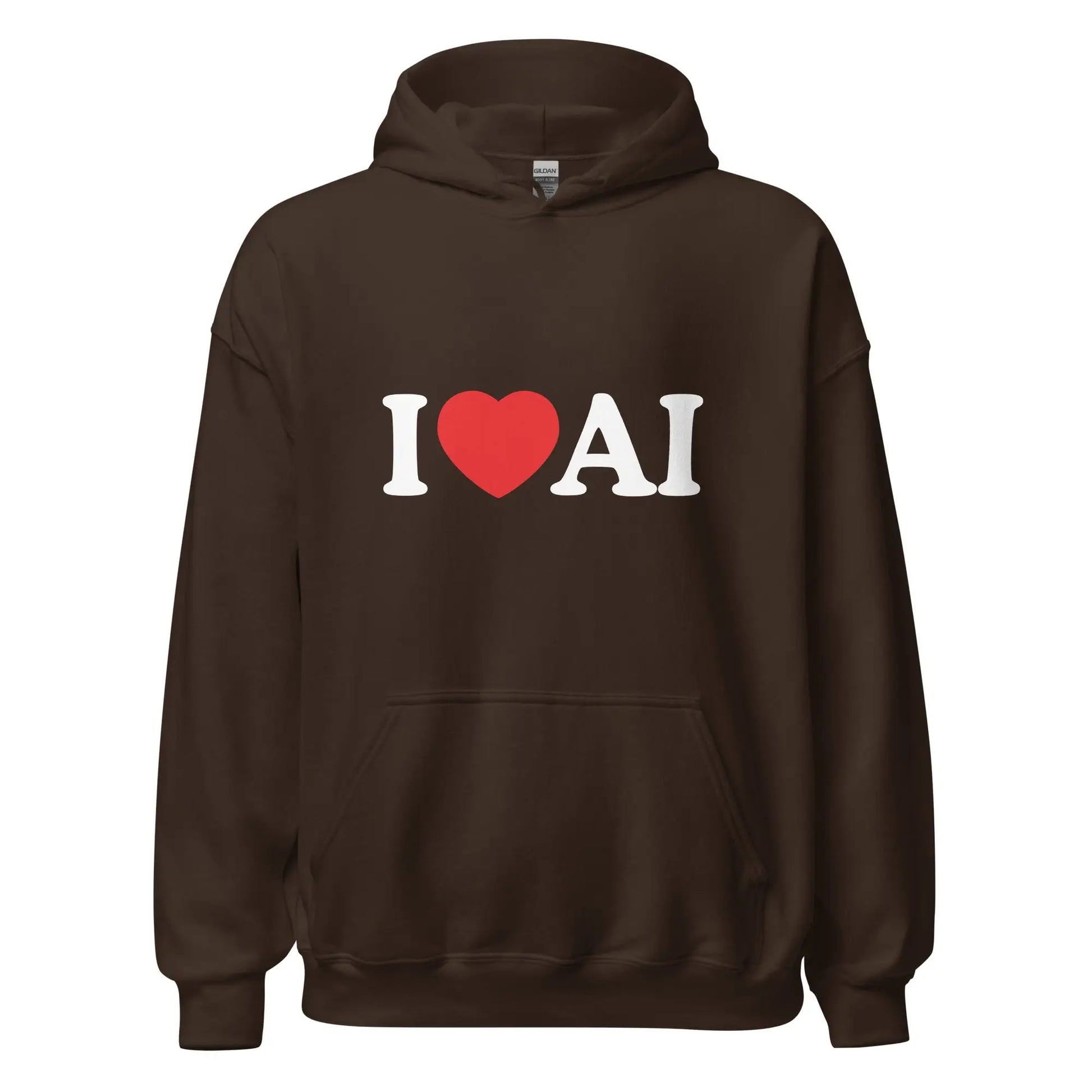 I Love AI Hoodie (unisex) - Dark Chocolate / M