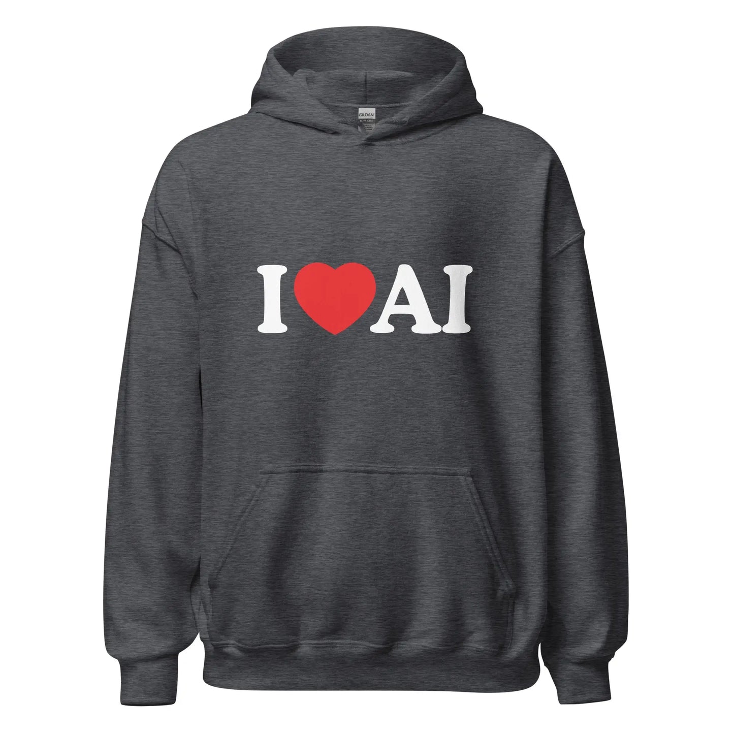 I Love AI Hoodie (unisex) - Dark Heather / M