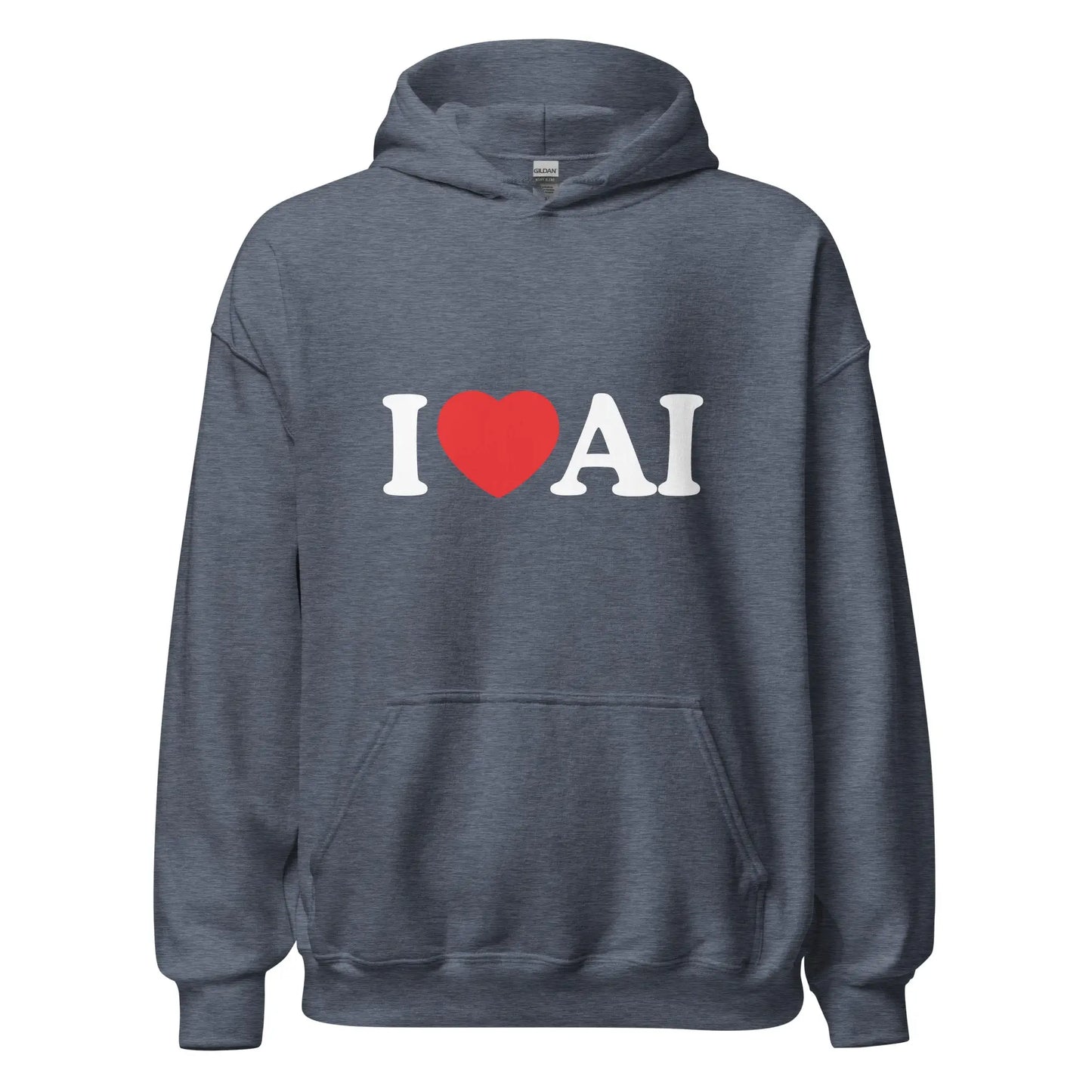 The i Love Ai Hoodie (unisex) Heather Sport Dark Navy / m.