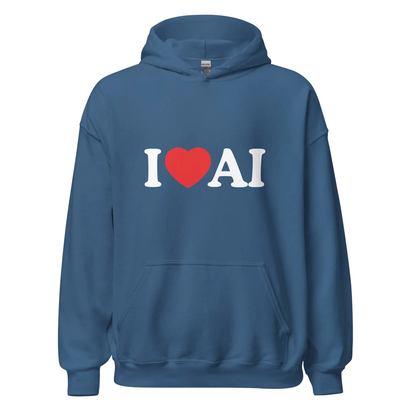 I Love AI Hoodie (unisex) - Indigo Blue / M