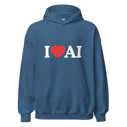 I Love AI Hoodie (unisex) - Indigo Blue / M