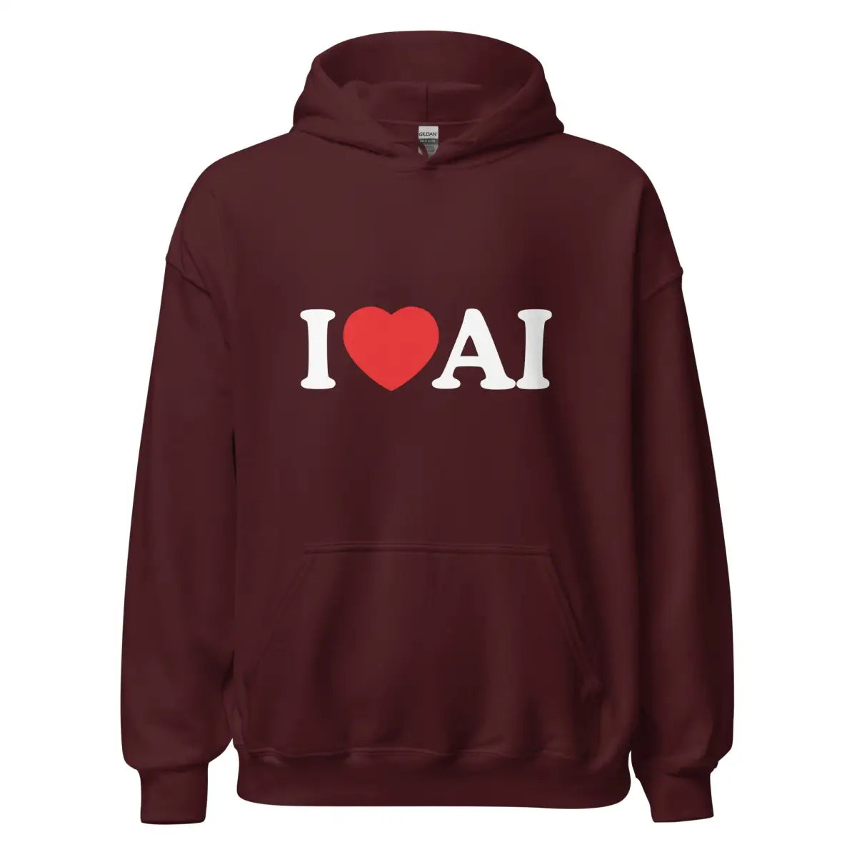 I Love AI Hoodie (unisex) - Maroon / M