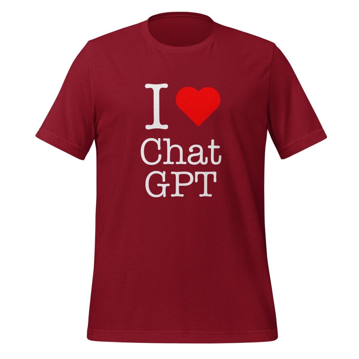 I Love Chat GPT T-Shirt (unisex) - Cardinal - AI Store