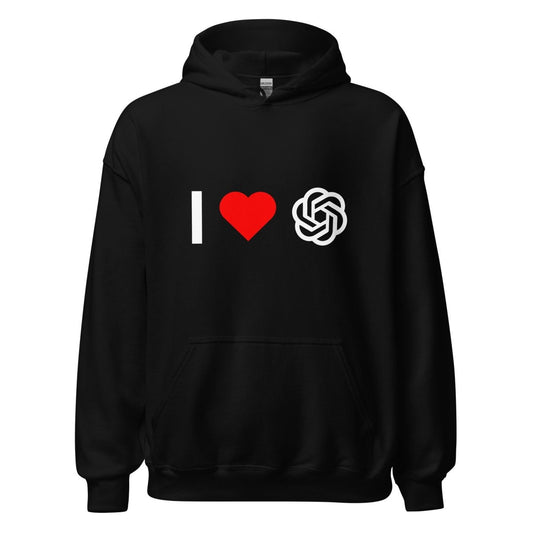 I Love OpenAI Hoodie (unisex) - Black - AI Store