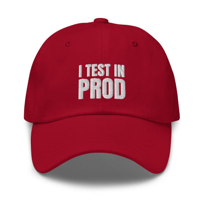 I Test in Prod Embroidered Cap - Cranberry - AI Store