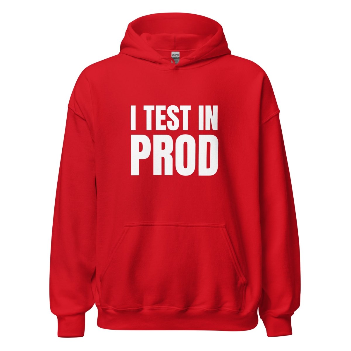 I Test in Prod Hoodie (unisex) - Red - AI Store