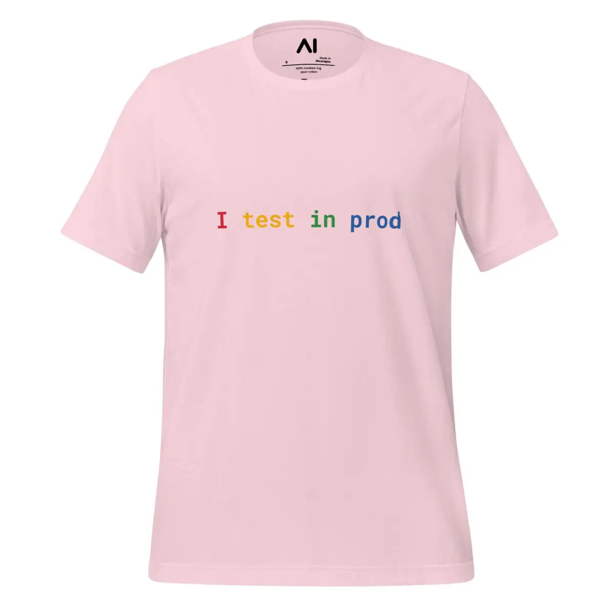 I Test in Prod Rainbow T-Shirt 2 (unisex) - Soft Pink / M