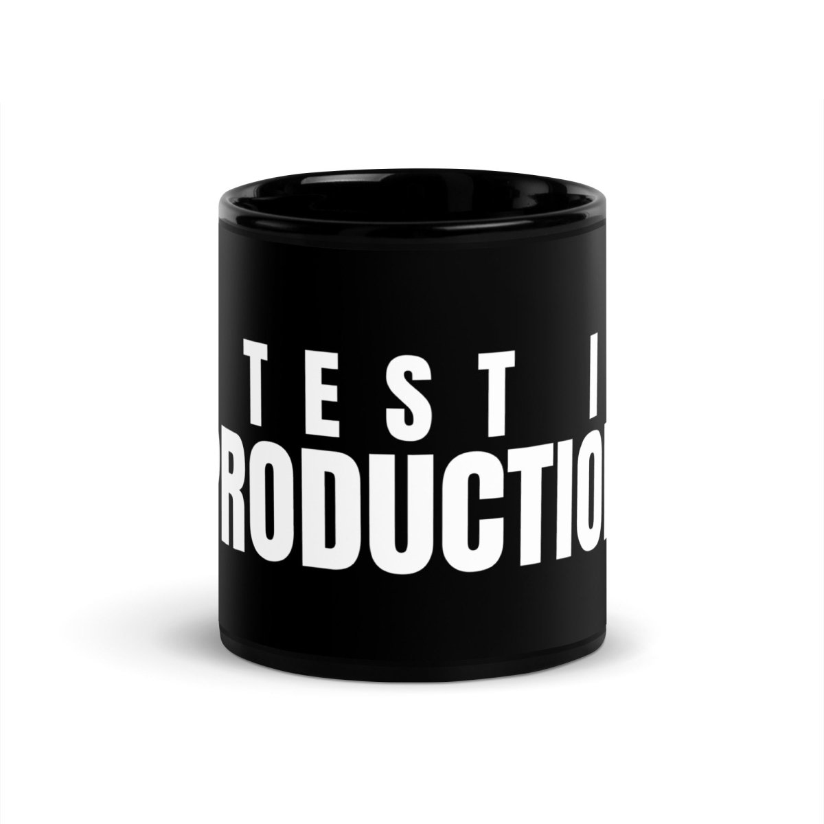 I Test in Production Black Glossy Mug - 11 oz - AI Store