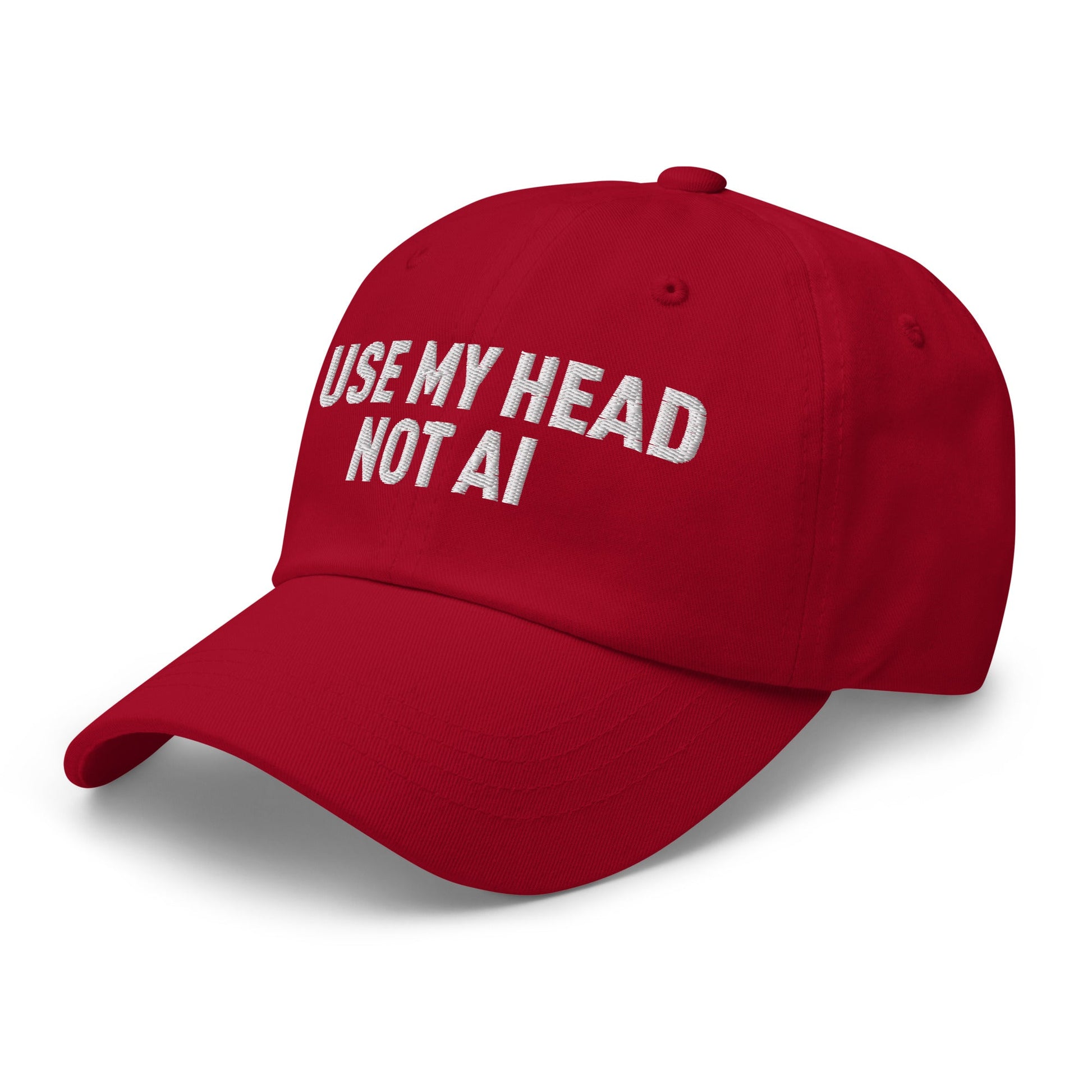 I Use My Head Not AI Embroidered Cap