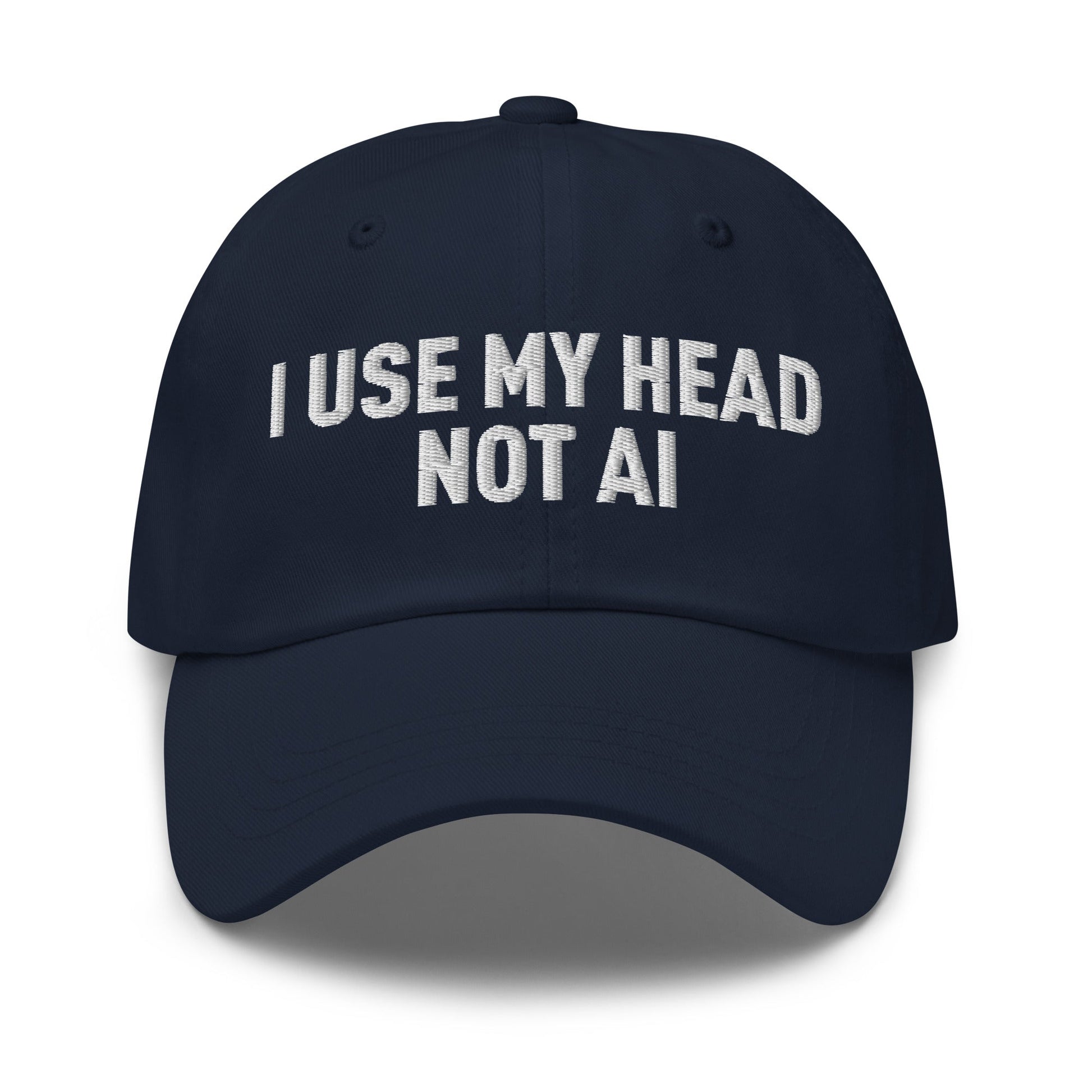 I Use My Head Not AI Embroidered Cap - Navy