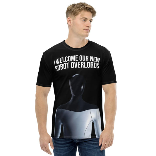 The i Welcome our New Robot Overlords Optimus T-shirt (men).