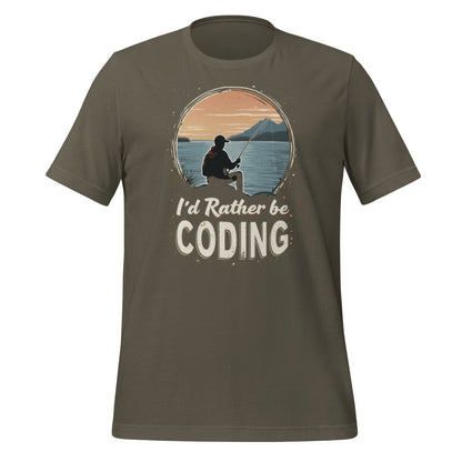 I'd Rather Be Coding T-Shirt 2 (unisex) - Army - AI Store