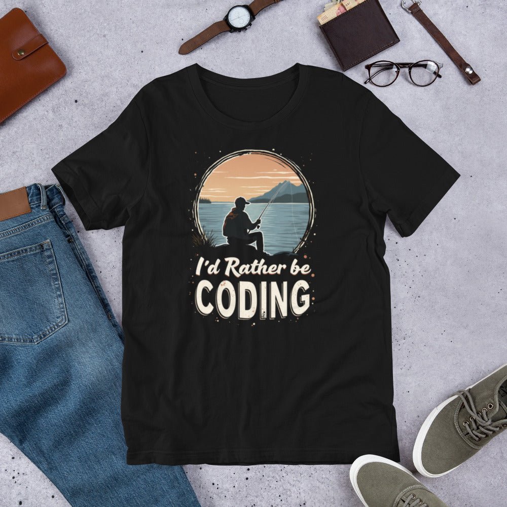 I'd Rather Be Coding T-Shirt 2 (unisex) - Black - AI Store