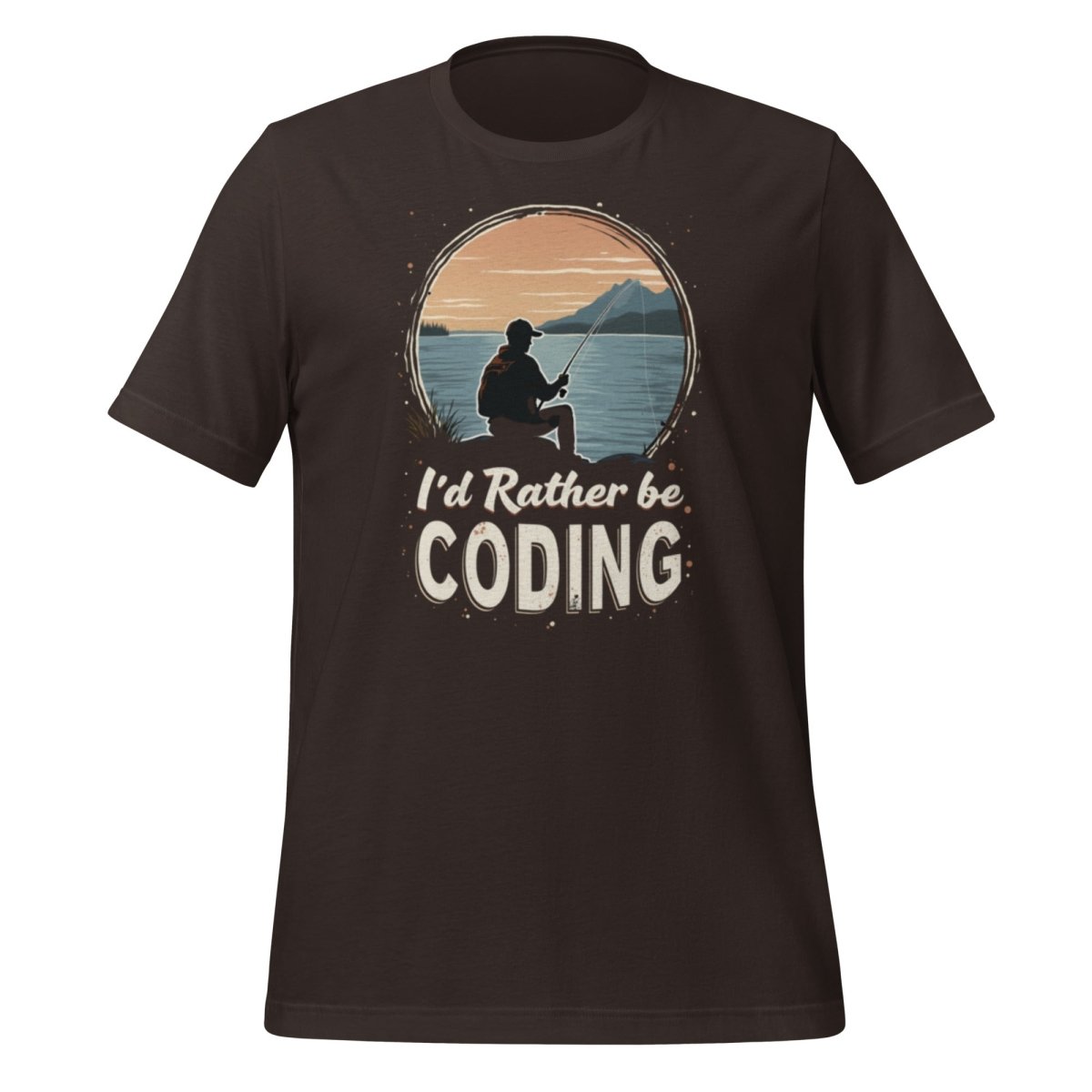 I'd Rather Be Coding T-Shirt 2 (unisex) - Brown - AI Store