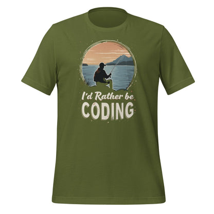 I'd Rather Be Coding T-Shirt 2 (unisex) - Olive - AI Store