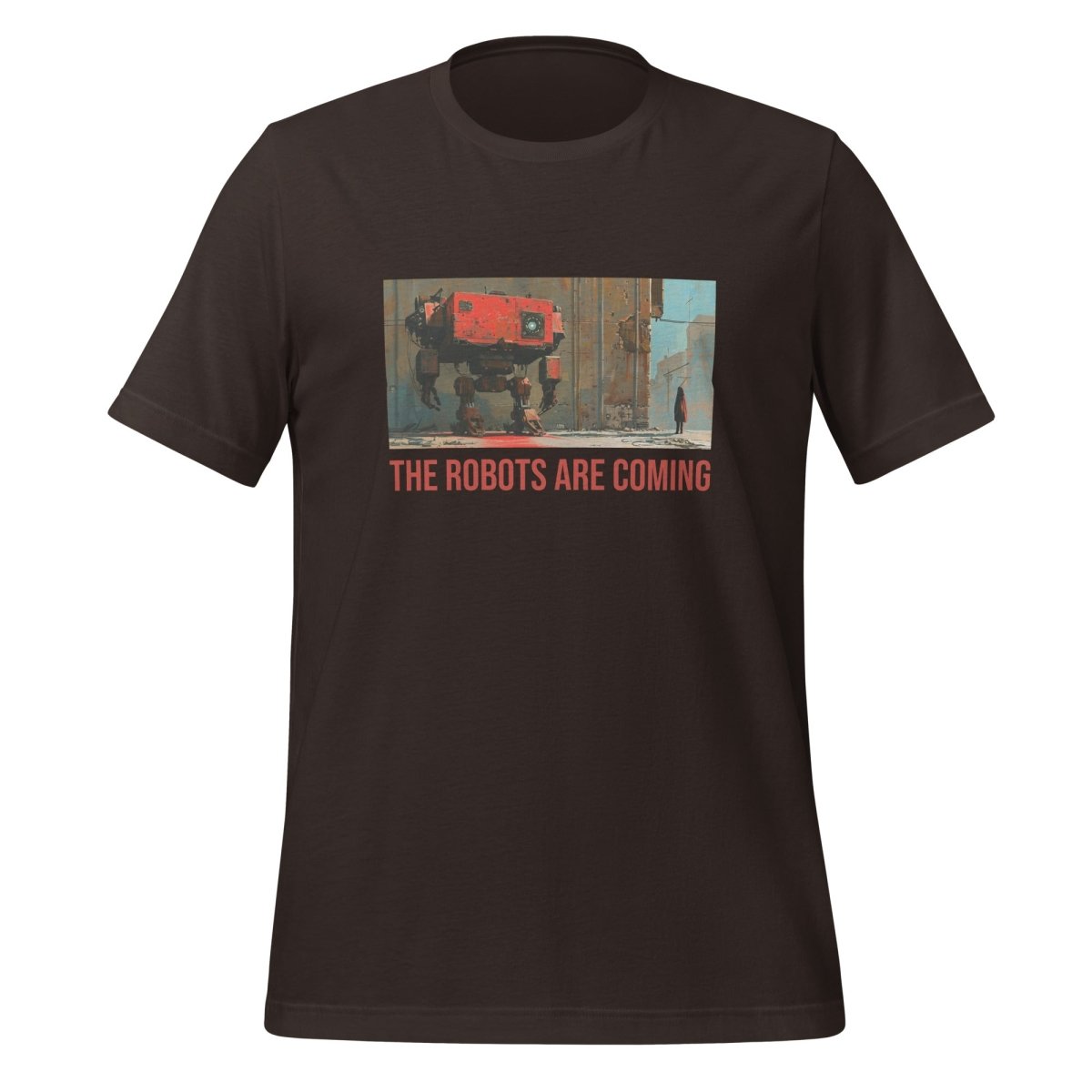 Illustrated The Robots Are Coming T - Shirt (unisex) - Brown - AI Store