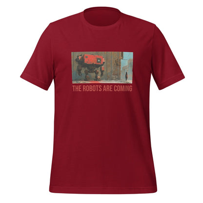 Illustrated The Robots Are Coming T - Shirt (unisex) - Cardinal - AI Store