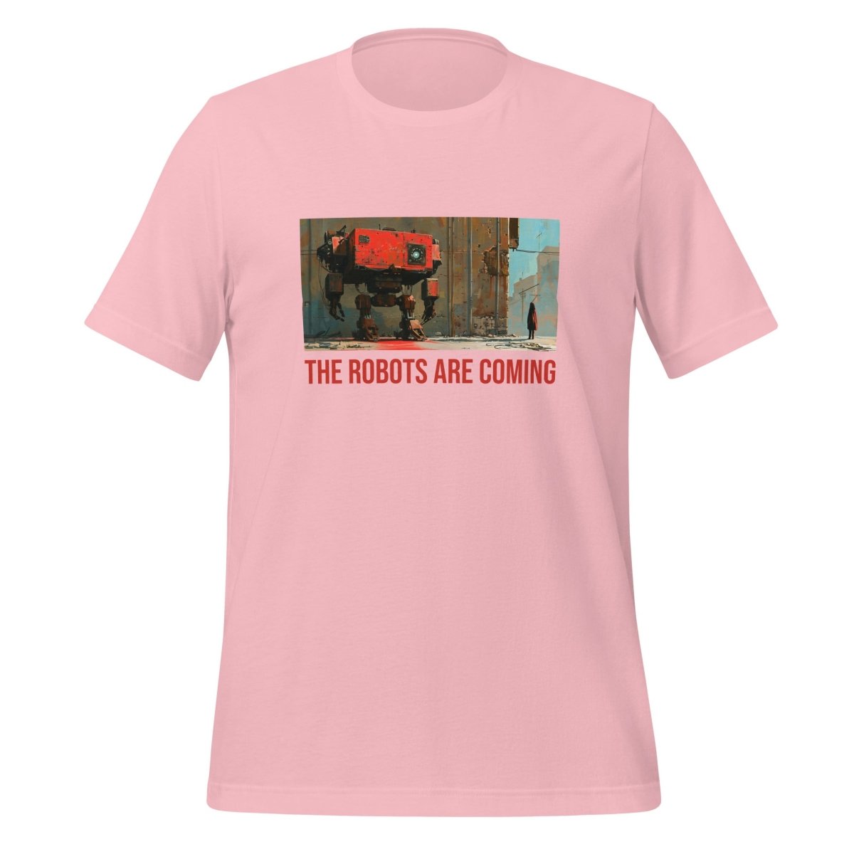 Illustrated The Robots Are Coming T - Shirt (unisex) - Pink - AI Store