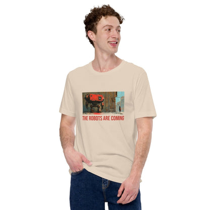 Illustrated The Robots Are Coming T - Shirt (unisex) - Soft Cream - AI Store