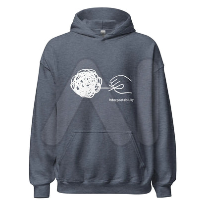 Interpretability in White Hoodie (unisex) - Heather Sport Dark Navy / M