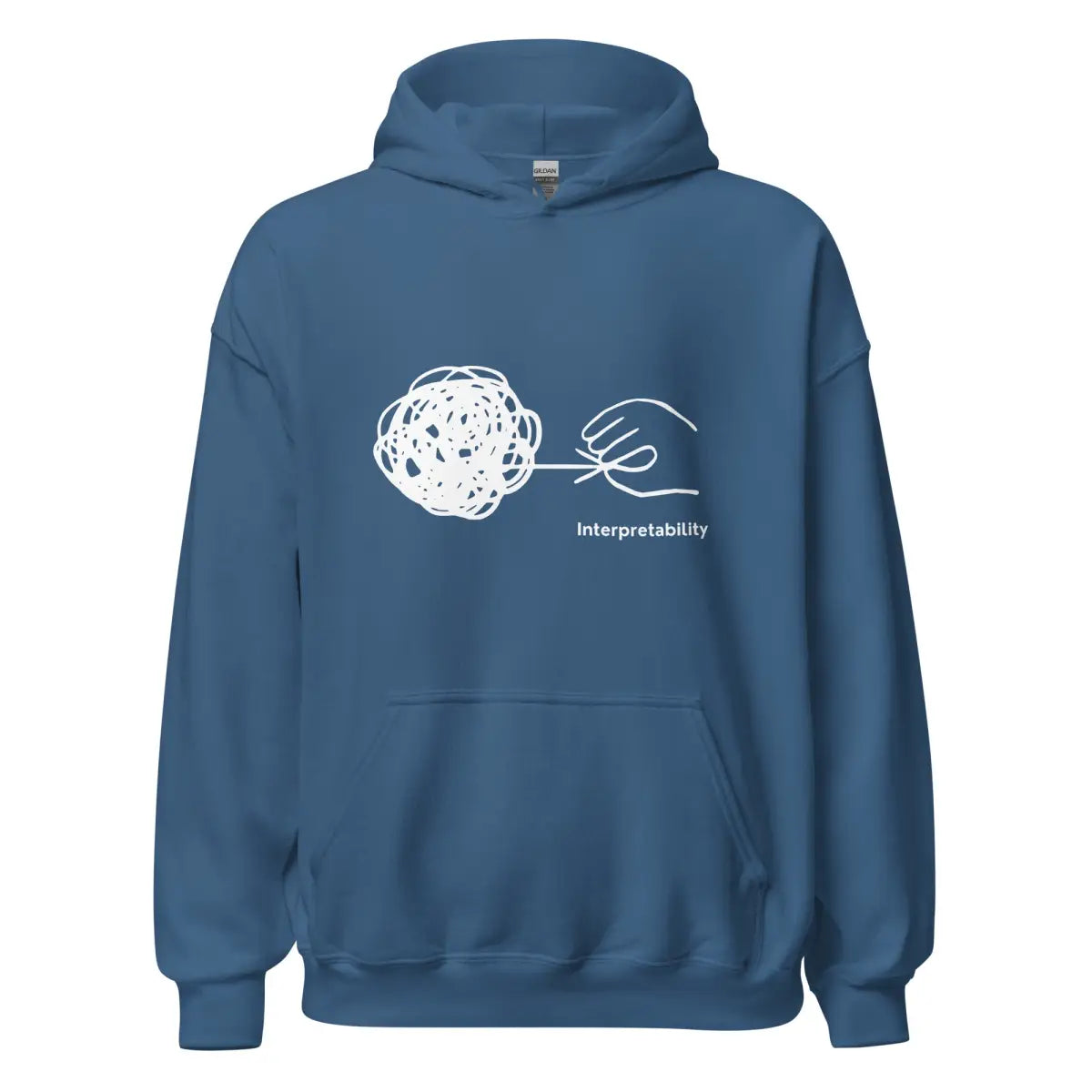 Interpretability in White Hoodie (unisex) - Indigo Blue / M