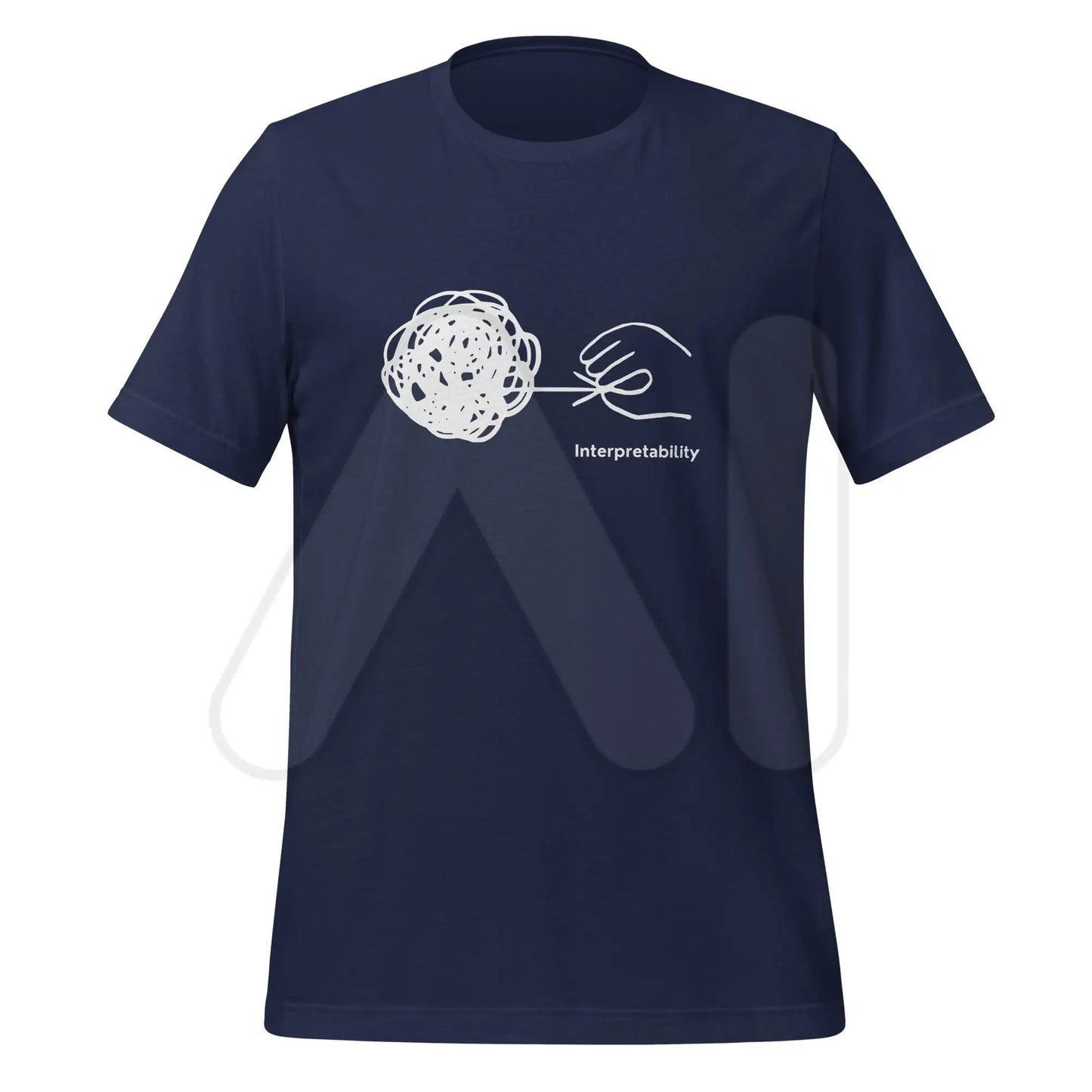 Interpretability in White T-Shirt (unisex) - Navy / M