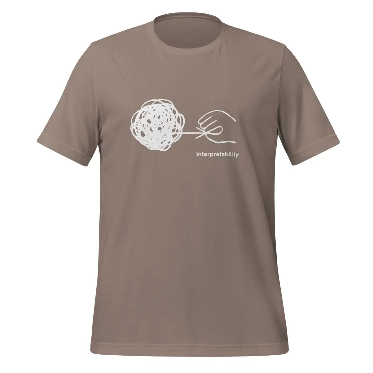 Interpretability in White T-Shirt (unisex) - Pebble / M