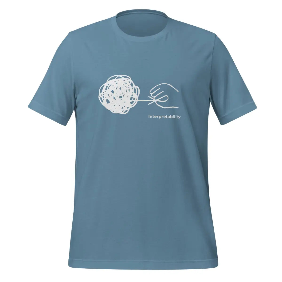 Interpretability in White T-Shirt (unisex) - Steel Blue / M